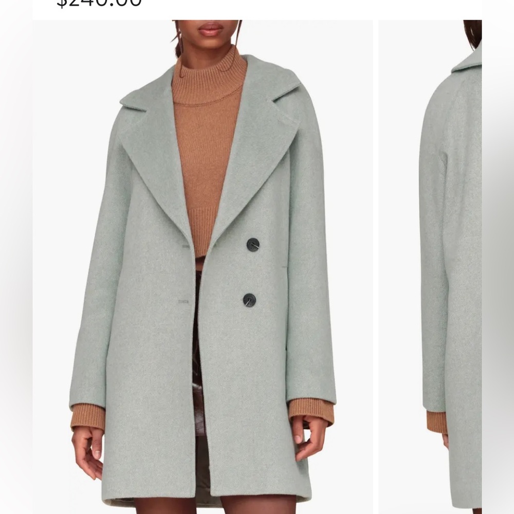 AVEC LES FILLES Women's Collar Coat Size Medium Moss, Light Green